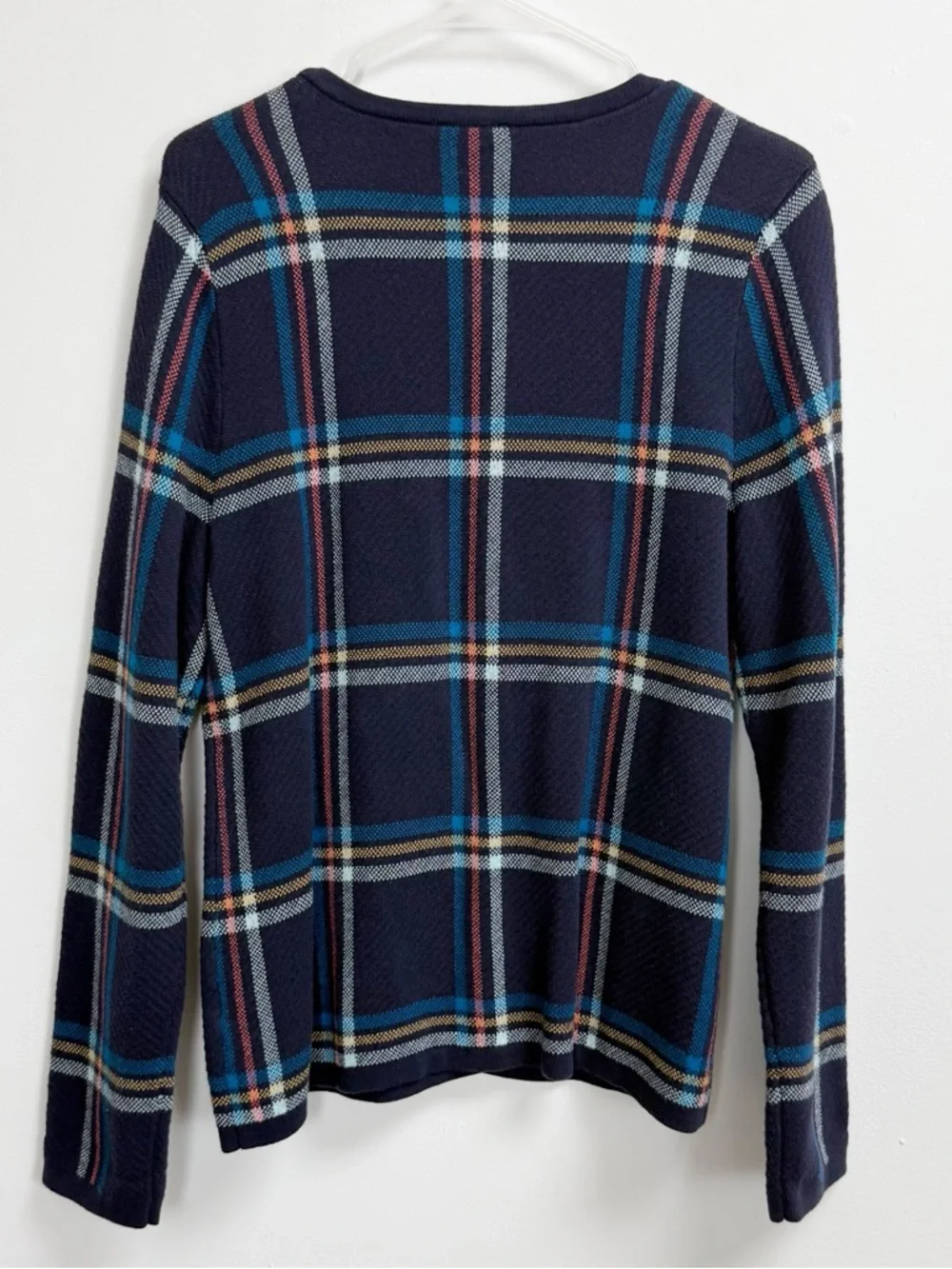 Talbots Cardigan Sweater Womens Medium Blue Multicolor Plaid Buttons Knit NWT - Picture 3 of 9